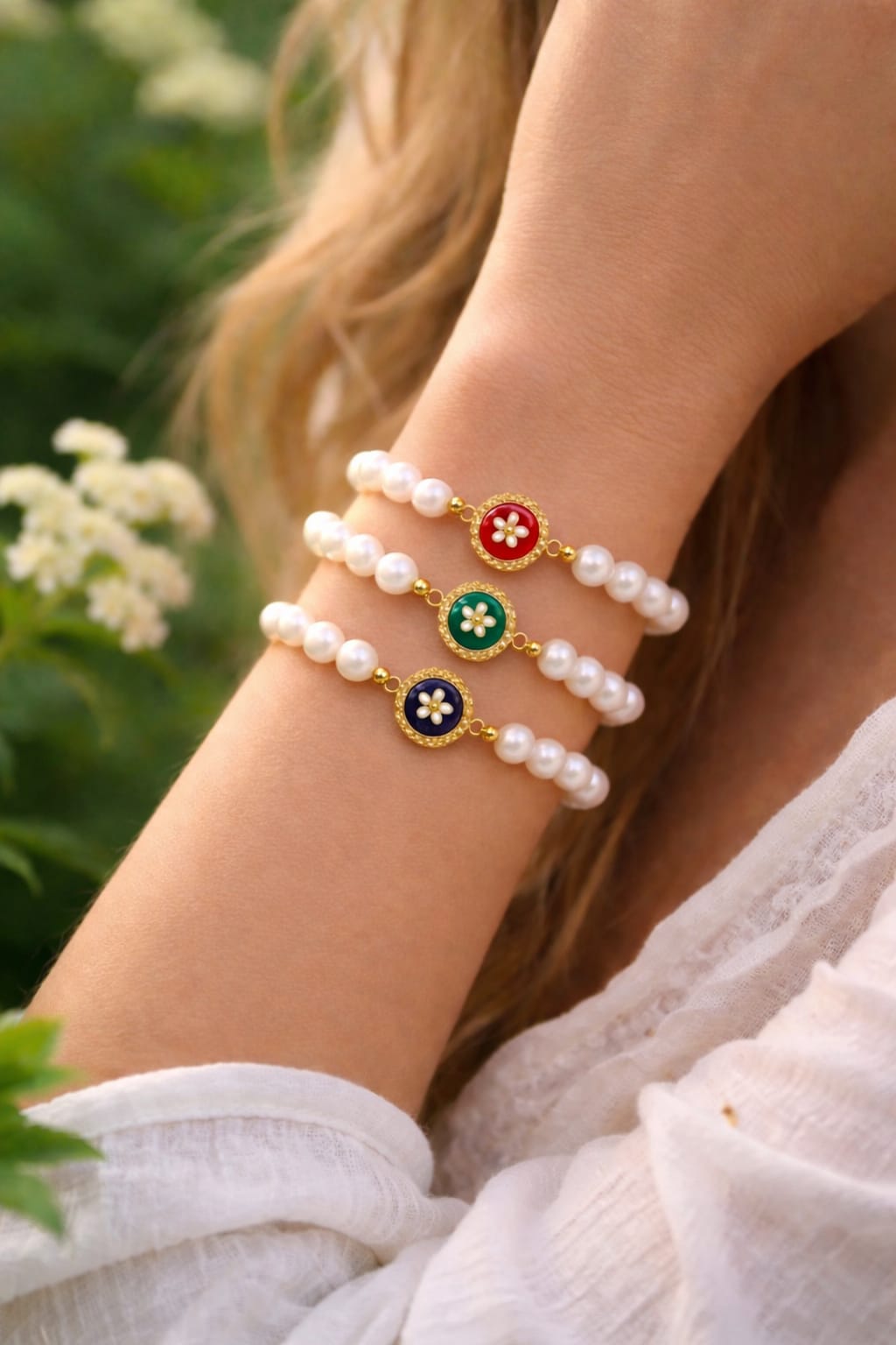 Pulseira Pérolas Caramujo