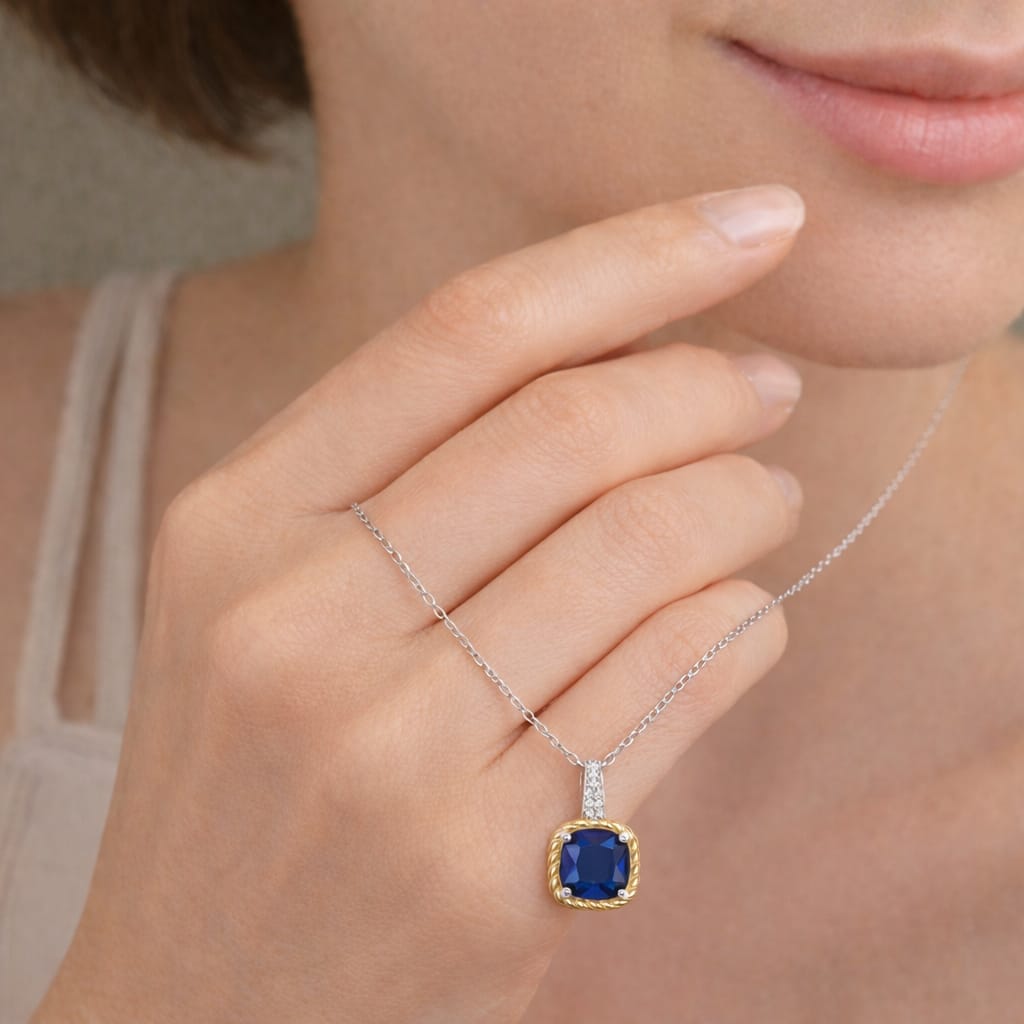 Colar Bicolor com pedra Azul