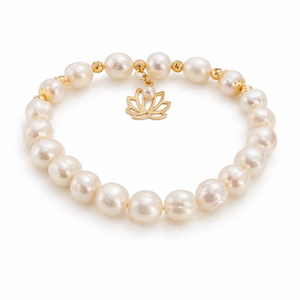 Pulseira em Pérolas Flor de Lótus