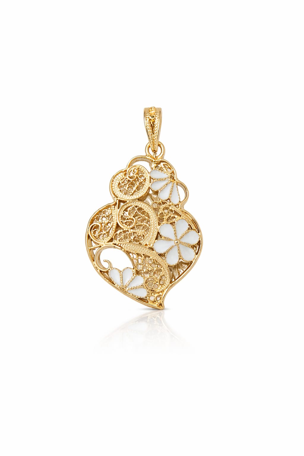 Medalha Coração 3.0cm Lousada Branco