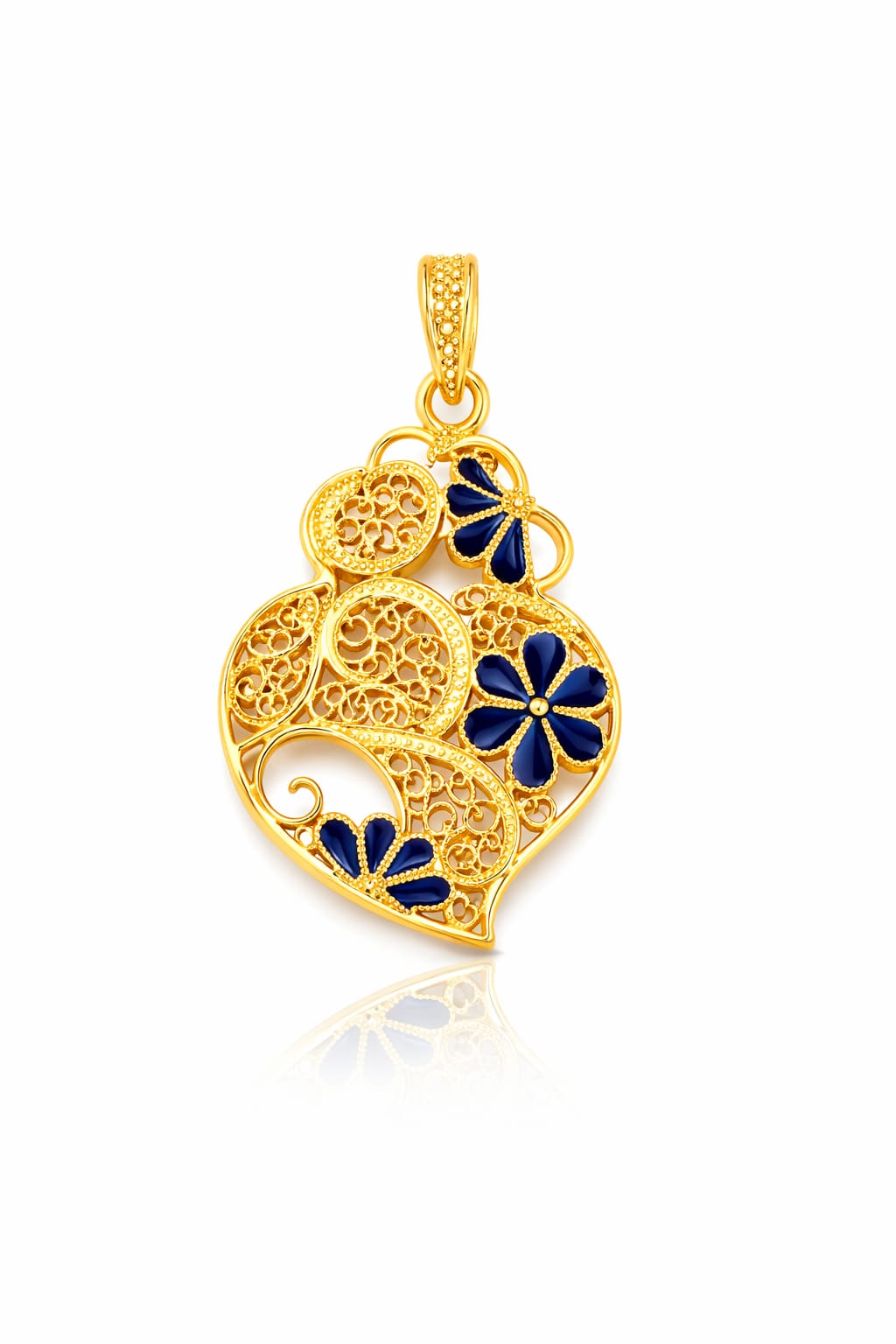 Medalha Coração 3.0cm Lousada Azul